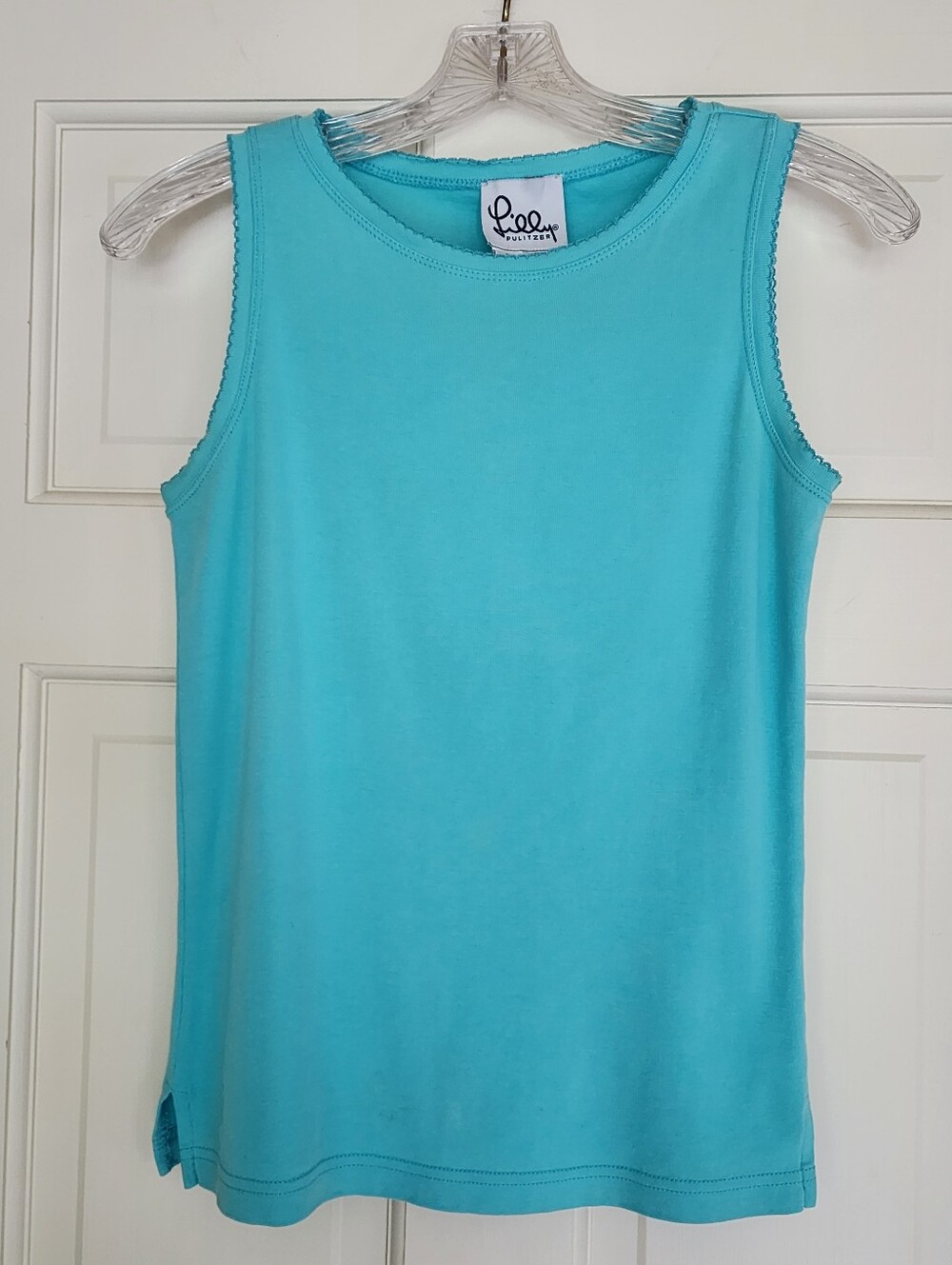 LILY PULITZER AQUA TANK SZ S WITH LOGO AND CUTE TRIM DETAIL. EXCELLENT CONDITION
